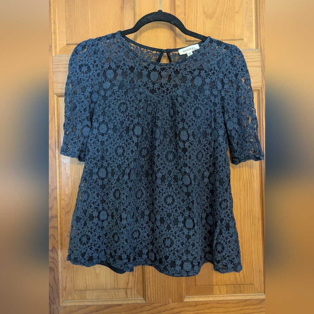 Dark Blue Monteau Lace Top